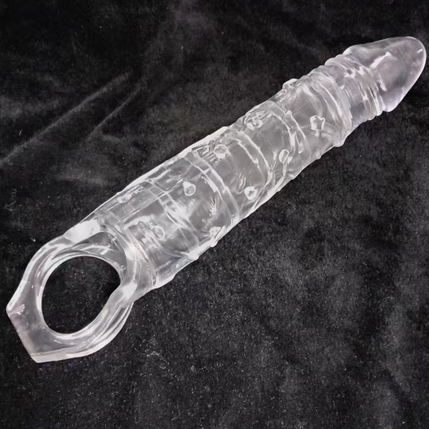 Gerçekçi Doku Penis Büyütücü ve Kalınlaştırıcı 6 CM Uzatmalı Şeffaf Realistik Penis Kılıfı 25 CM