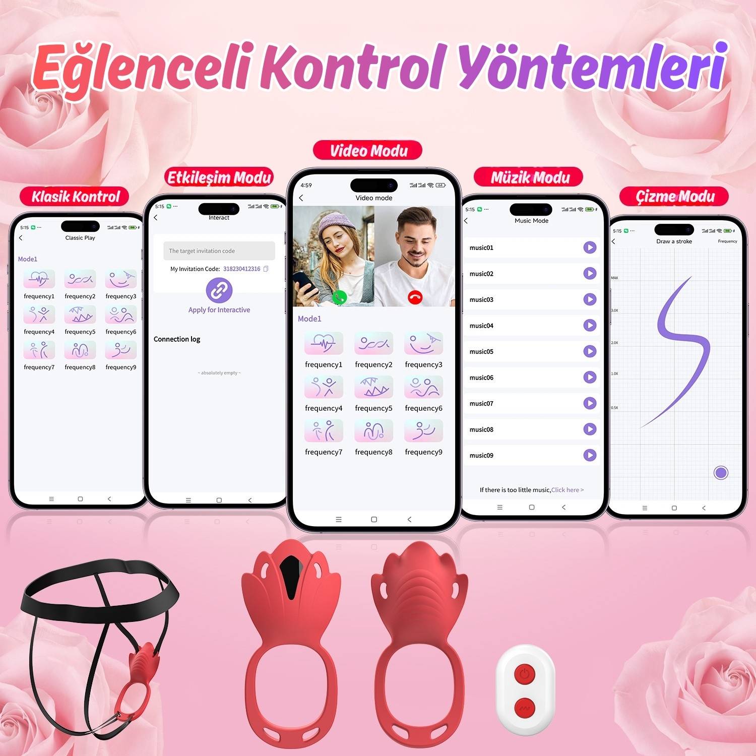 Ivy APP RCT - Şarjlı Kumanda Ve Telefon Kontrollü Vajina Çevresi ve Klitoris Uyarıcı Kemerli Giyilebilir Couple Vibratör