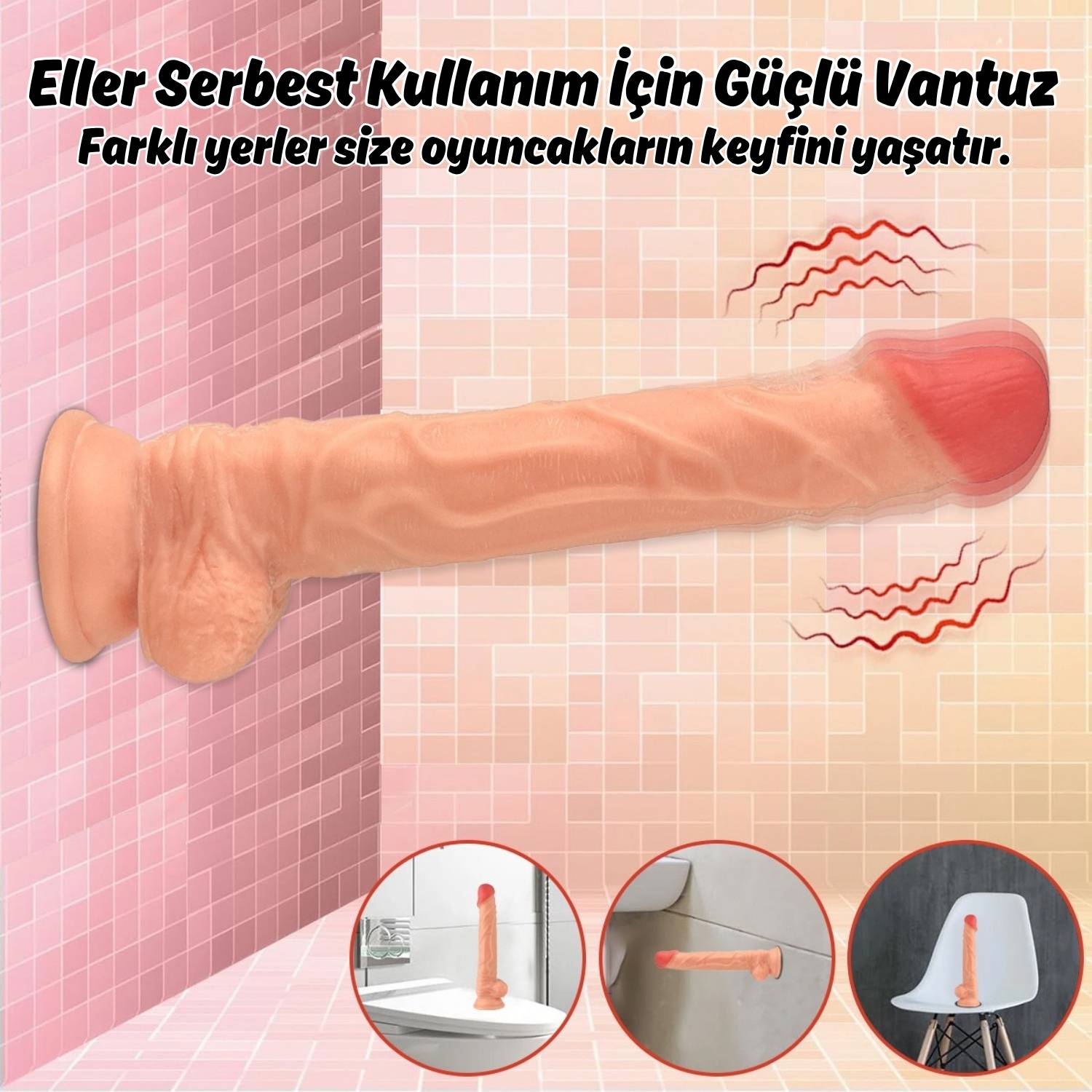 Liam - Kumandalı Vantuzlu Güçlü Titreşimli Gerçekçi Yapay Penis Realistik Dokuda Dildo 23 CM