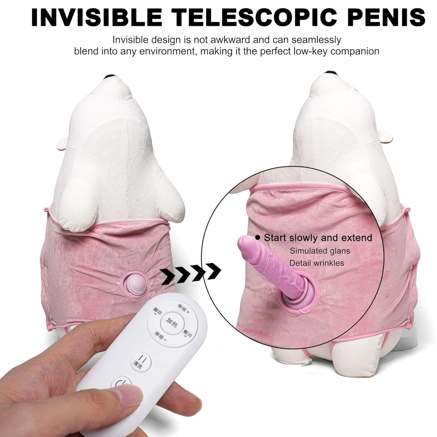 Polar Bear Sex Machine - Şarjlı Kumandalı İleri Geri Hareketli Isıtmalı Titreşimli Peluş Ayı Sex Makinesi