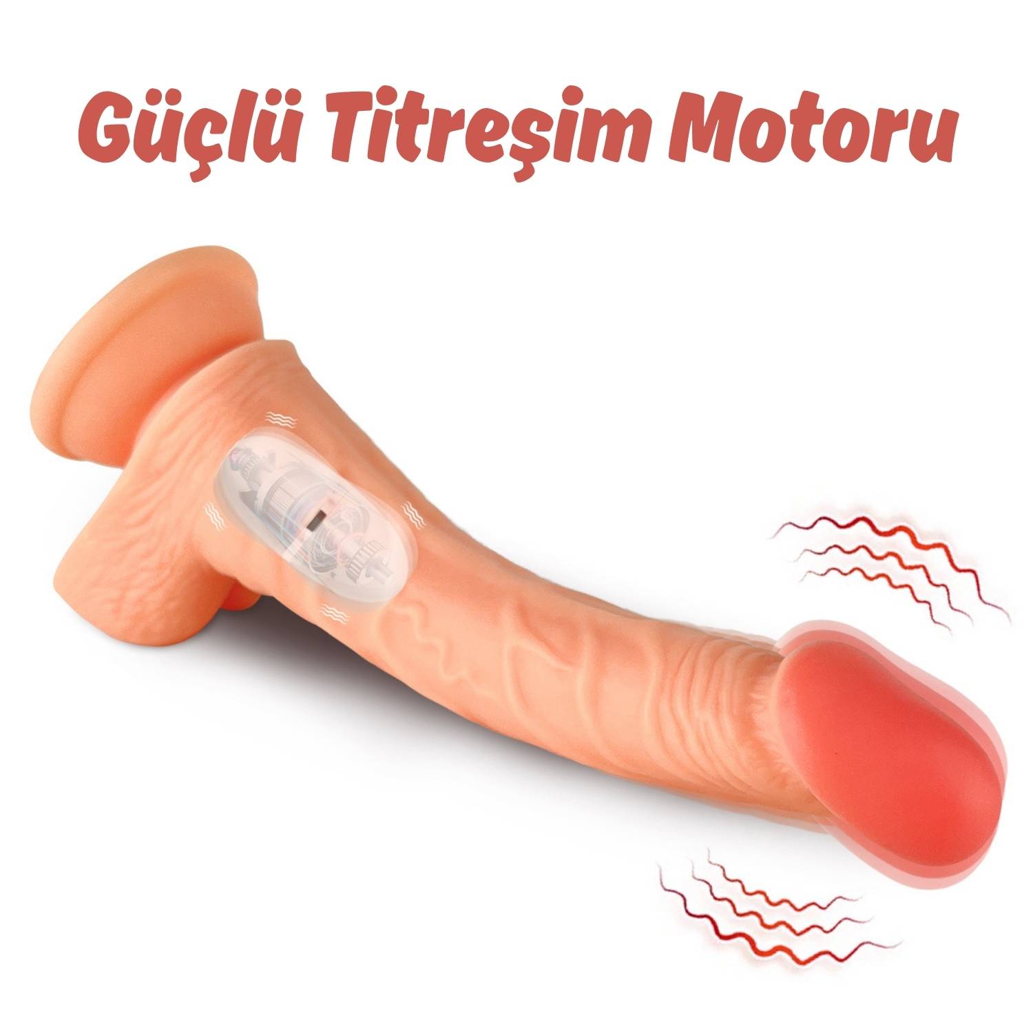 Wesley - Kumandalı Vantuzlu Eğik Yapı Güçlü Titreşimli Gerçekçi Yapay Penis Realistik Dokuda Dildo 22 CM