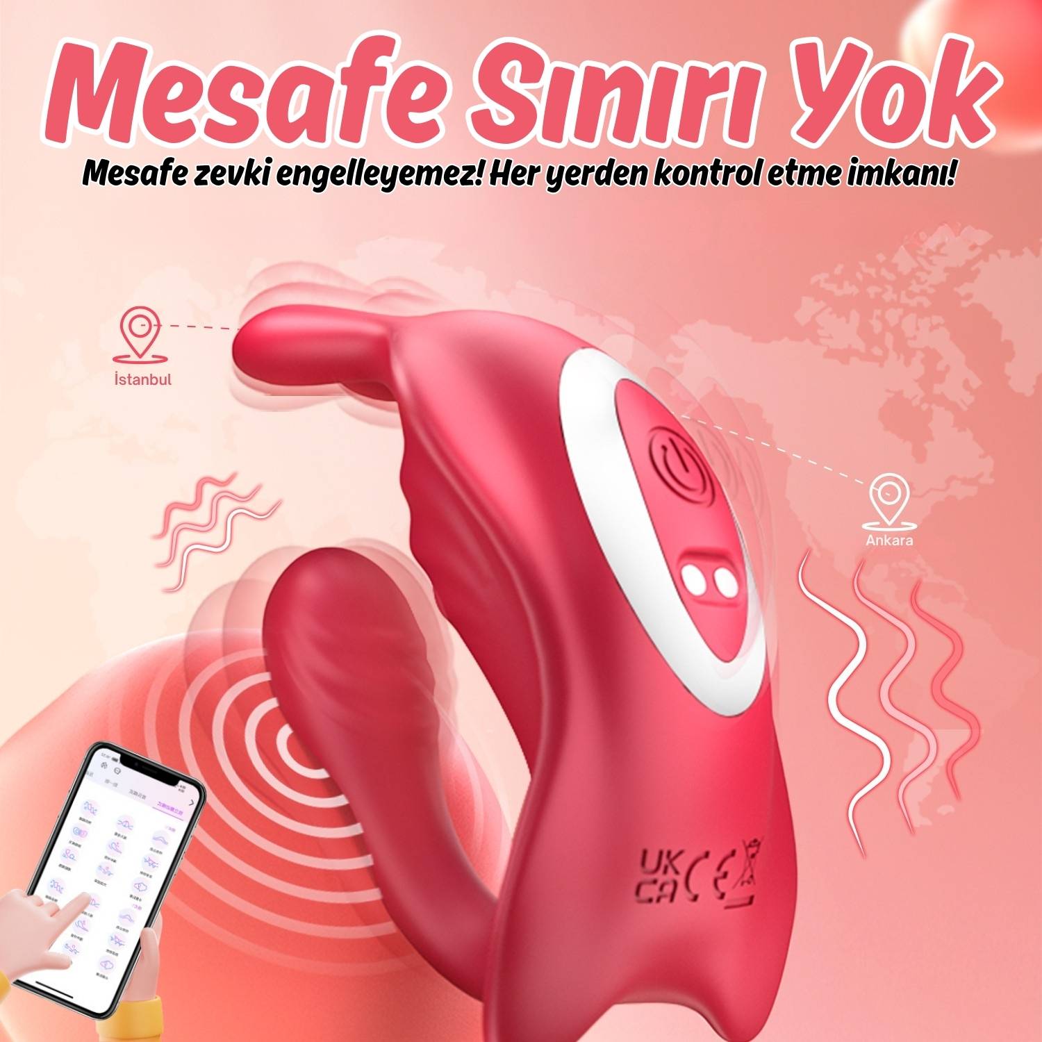 Cara APP RCT - Şarjlı Kumanda Ve Telefon Kontrollü Çift Motorlu G Spot ve Klitoris Uyarıcı Giyilebilir Couple Vibratör