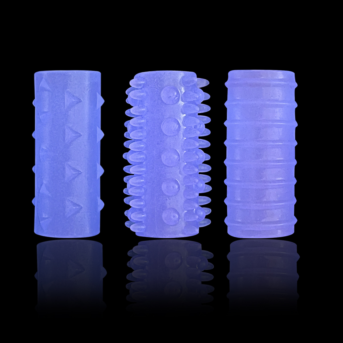 Convex Stimulus - Tırtıklı 3 Farklı Silikon Penis Kılıfı Set 4 CM