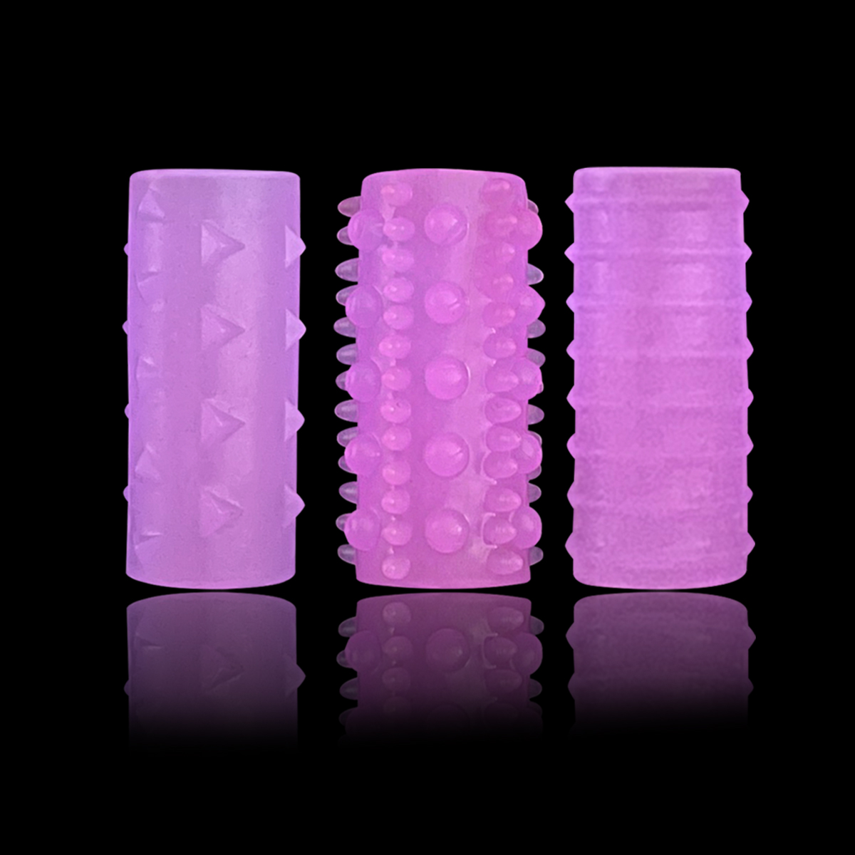 Convex Stimulus - Tırtıklı 3 Farklı Silikon Penis Kılıfı Set 4 CM