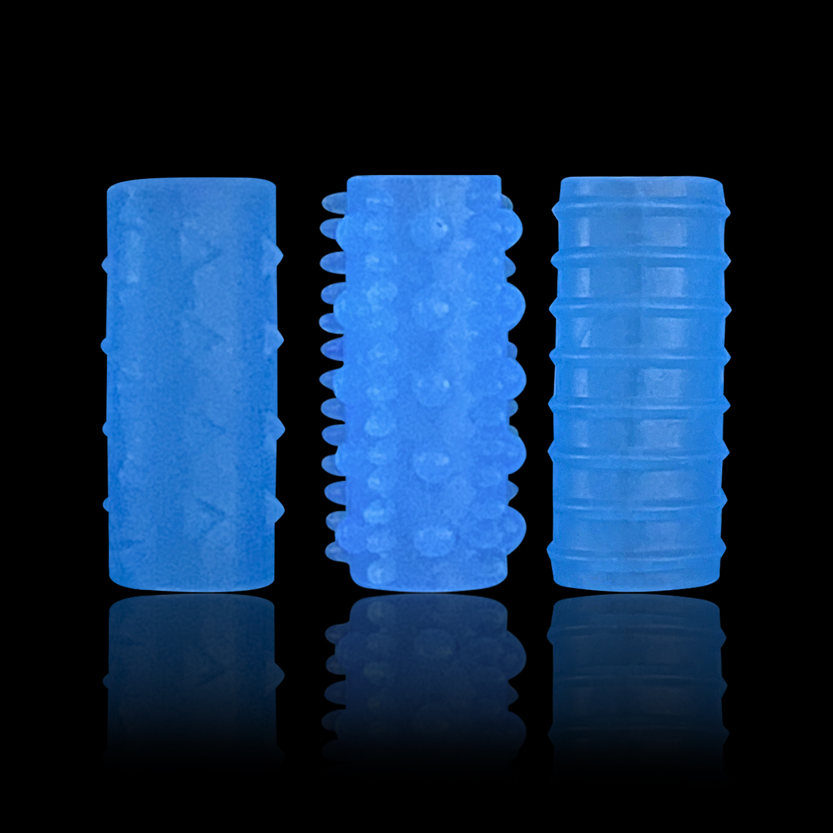 Convex Stimulus - Tırtıklı 3 Farklı Silikon Penis Kılıfı Set 4 CM