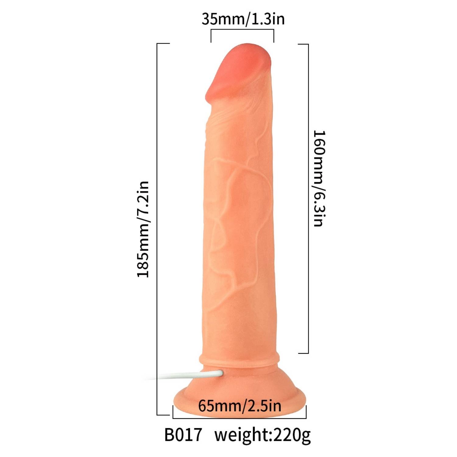 Elvis - Kumandalı Vantuzlu Testissiz Güçlü Titreşimli Gerçekçi Yapay Penis Realistik Dokuda Dildo 18 CM