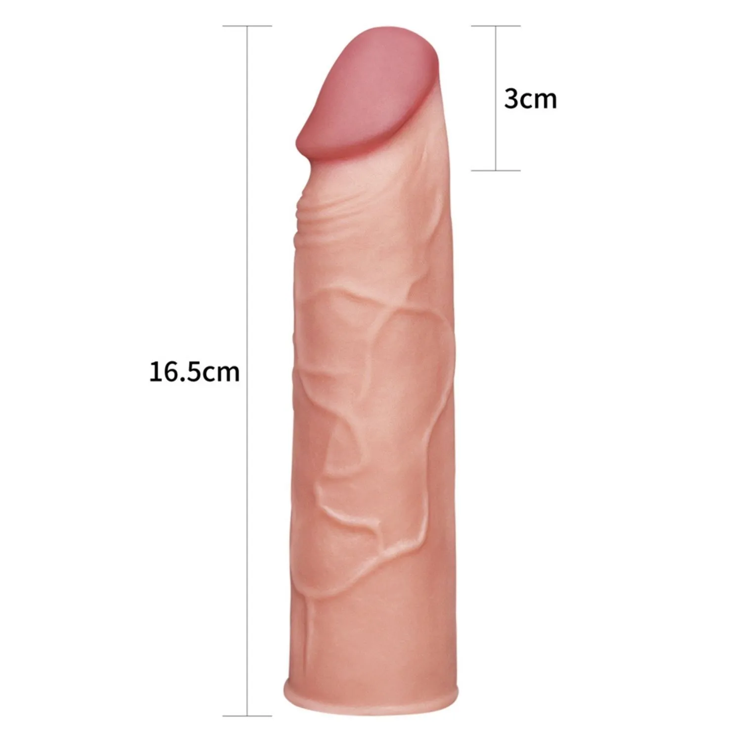 Gerçekçi Dokuda Penis Büyütücü 3 CM Uzatma Dolgulu ve Kalınlaştırıcı Realistik Penis Kılıfı 16 CM
