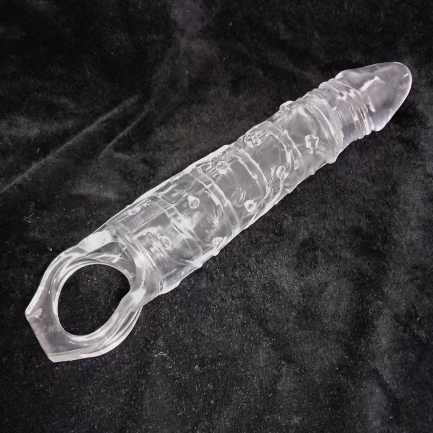 Gerçekçi Doku Penis Büyütücü ve Kalınlaştırıcı 6 CM Uzatmalı Şeffaf Realistik Penis Kılıfı 25 CM