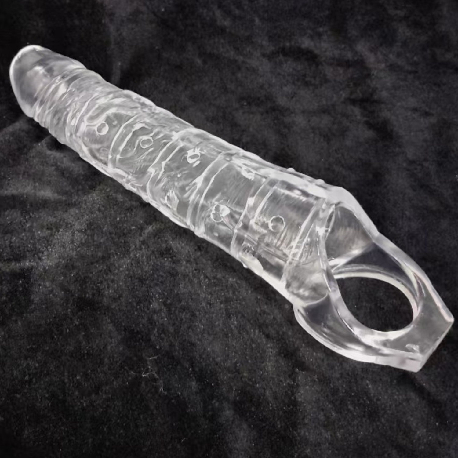 Gerçekçi Doku Penis Büyütücü ve Kalınlaştırıcı 6 CM Uzatmalı Şeffaf Realistik Penis Kılıfı 25 CM