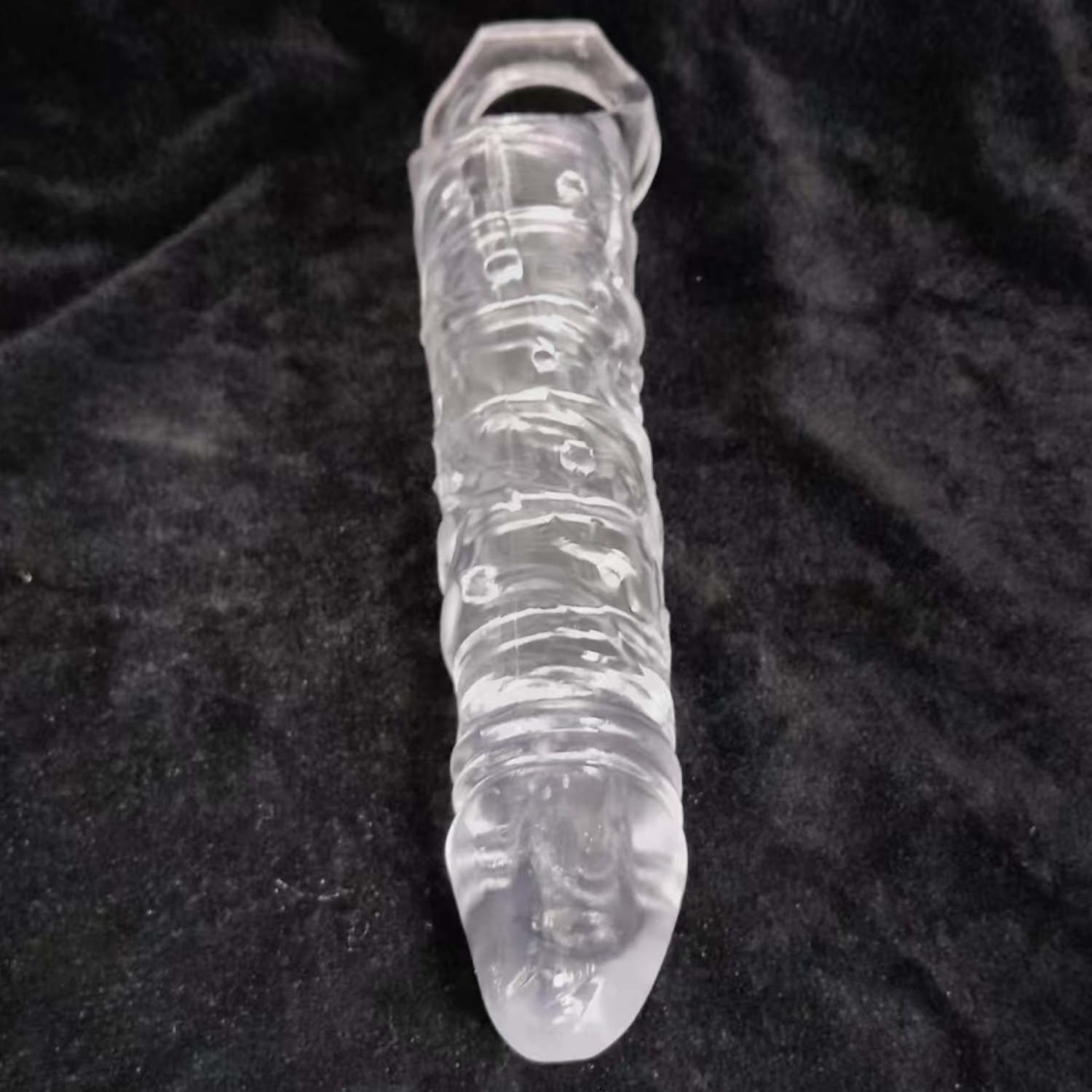 Gerçekçi Doku Penis Büyütücü ve Kalınlaştırıcı 6 CM Uzatmalı Şeffaf Realistik Penis Kılıfı 25 CM