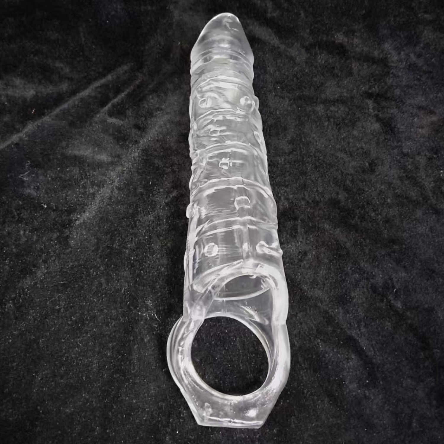 Gerçekçi Doku Penis Büyütücü ve Kalınlaştırıcı 6 CM Uzatmalı Şeffaf Realistik Penis Kılıfı 25 CM
