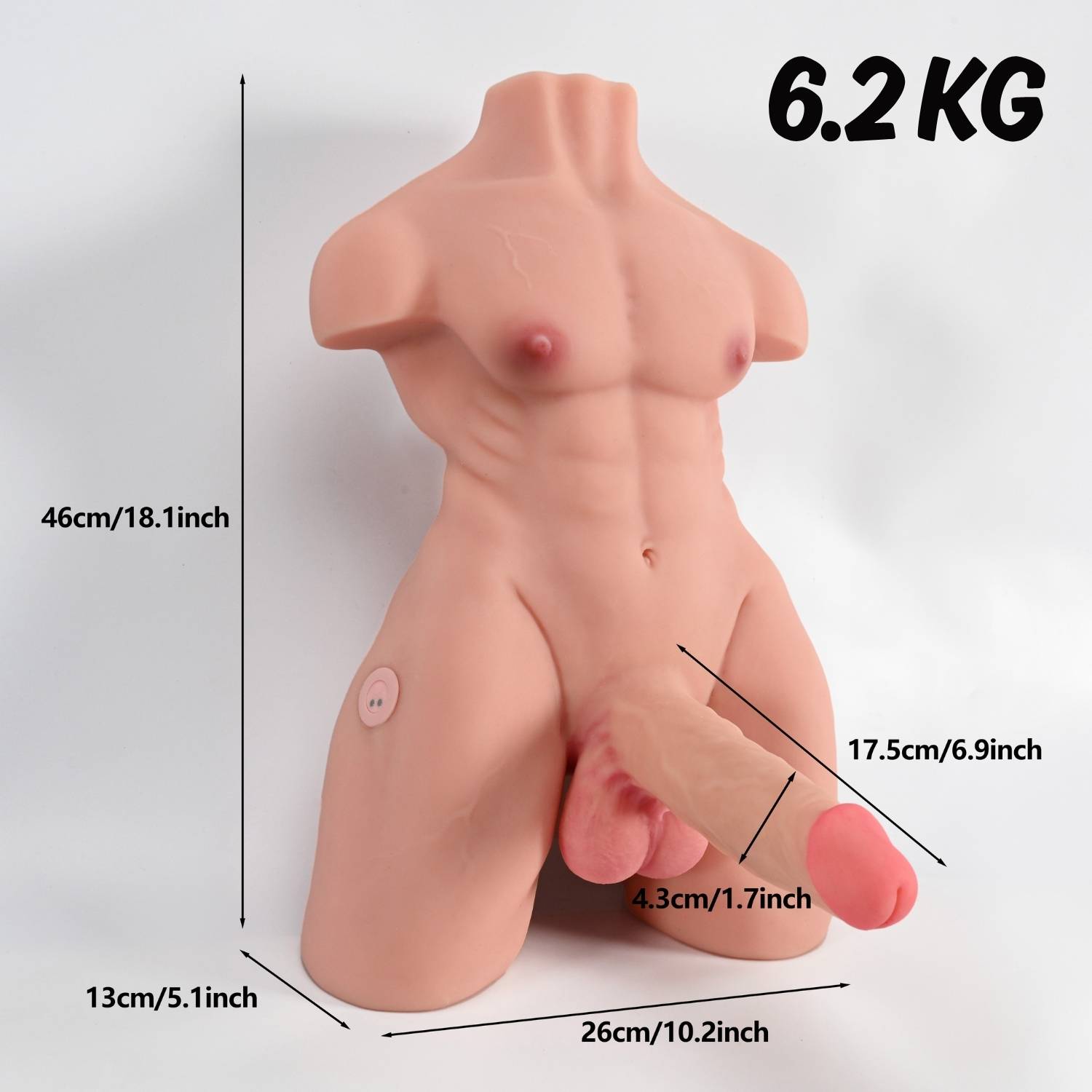 Henry - Manyetik Şarjlı Kumandalı Isıtmalı Titreşimli İleri Geri Hareketli Penisli Erkek Manken 6.2 KG