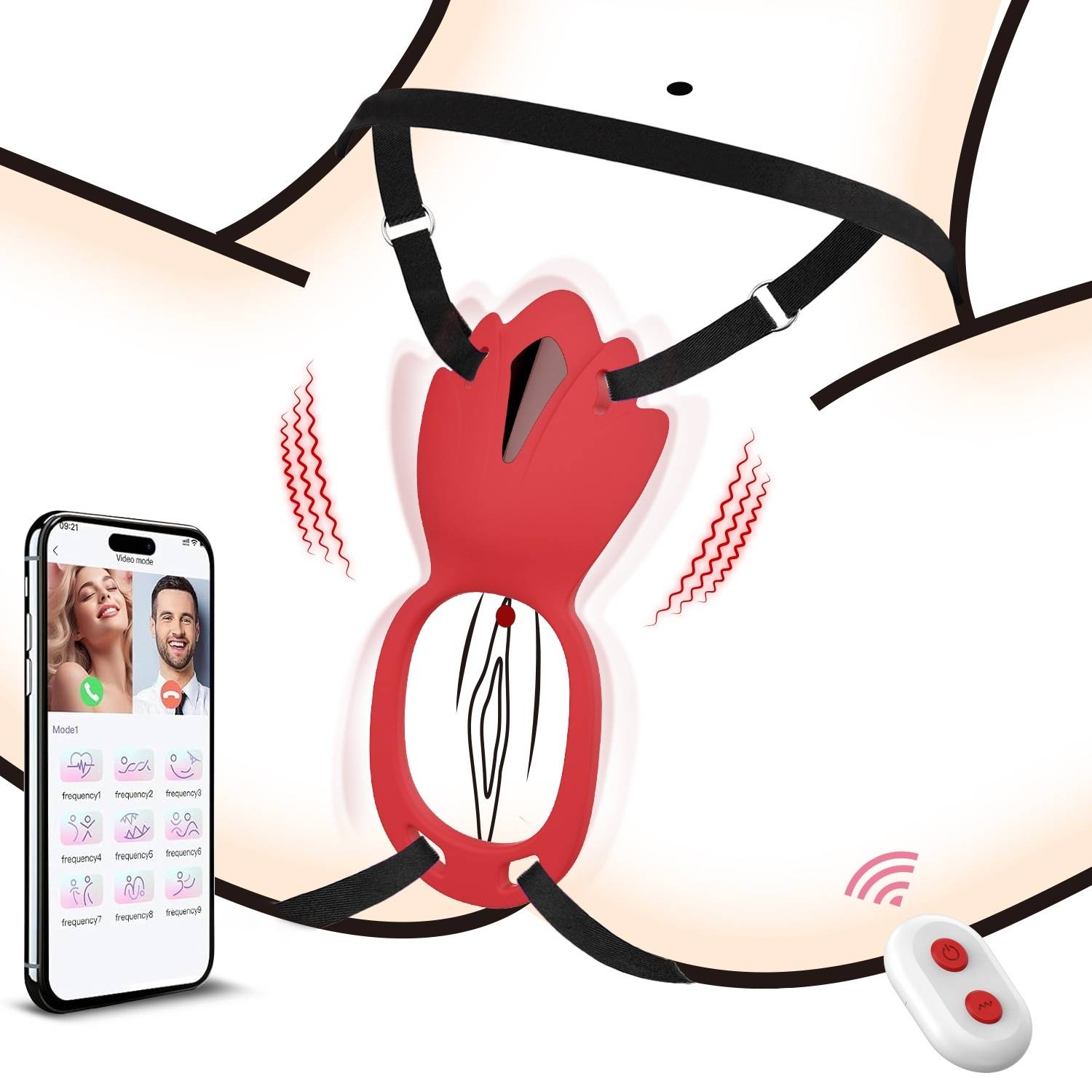 Ivy APP RCT - Şarjlı Kumanda Ve Telefon Kontrollü Vajina Çevresi ve Klitoris Uyarıcı Kemerli Giyilebilir Couple Vibratör