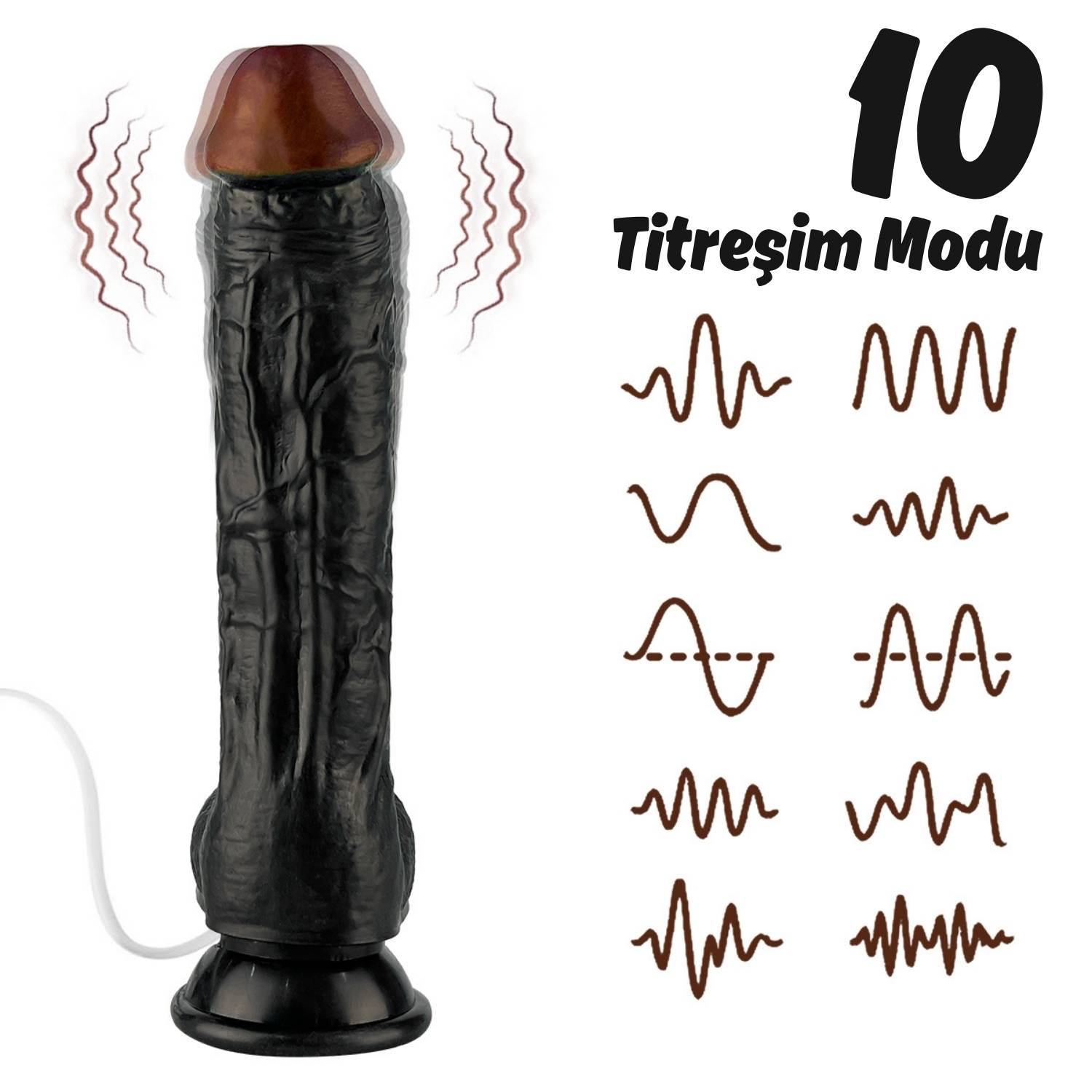 Jadon - Kumandalı Vantuzlu Güçlü Titreşimli Gerçekçi Zenci Yapay Penis Realistik Dokuda Dildo 23 CM