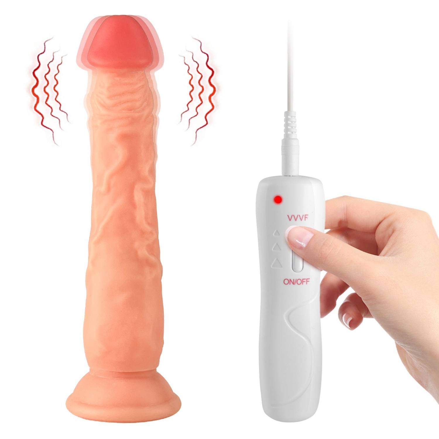 Kendrick - Kumandalı Vantuzlu Testissiz Güçlü Titreşimli Gerçekçi Yapay Penis Realistik Dokuda Dildo 22 CM