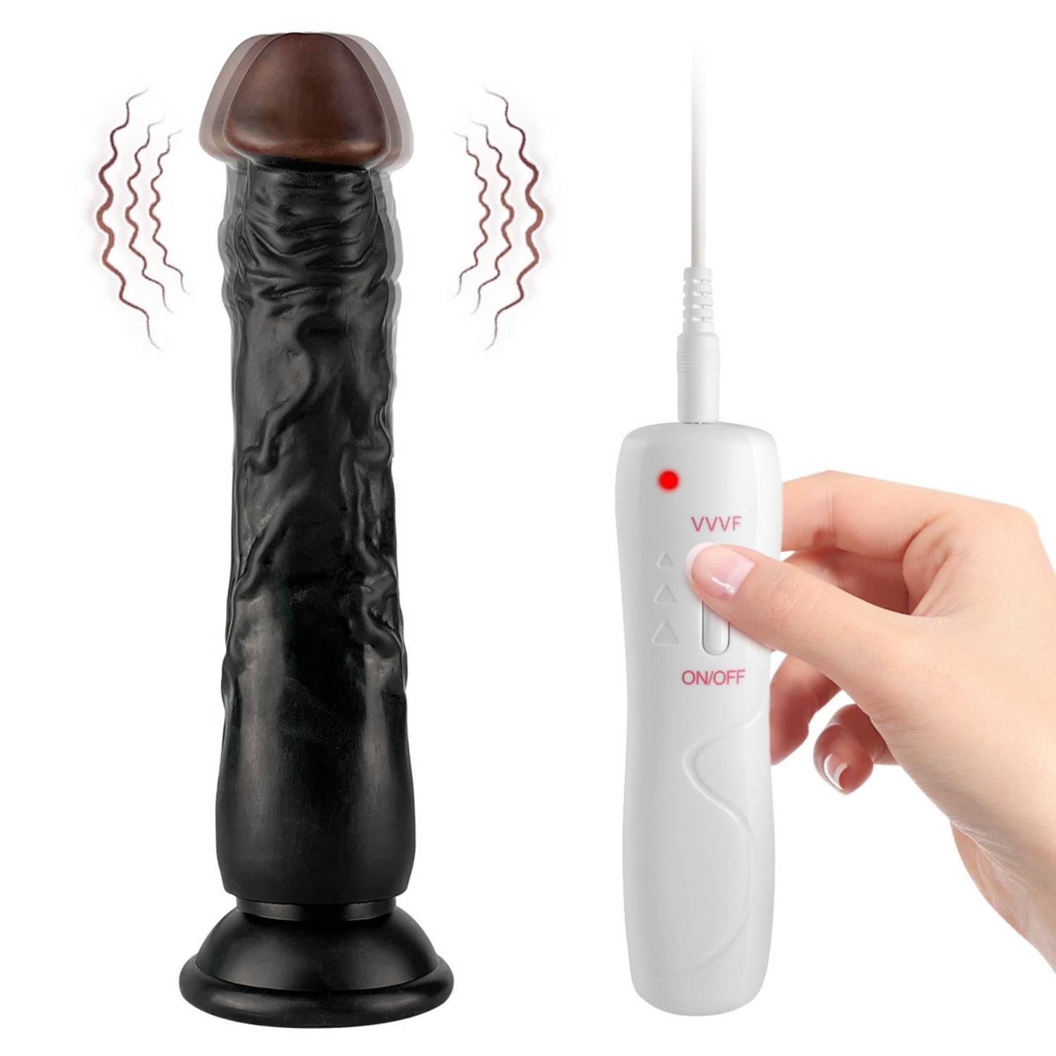 Kendrick - Kumandalı Vantuzlu Testissiz Güçlü Titreşimli Gerçekçi Zenci Yapay Penis Realistik Dokuda Dildo 22 CM