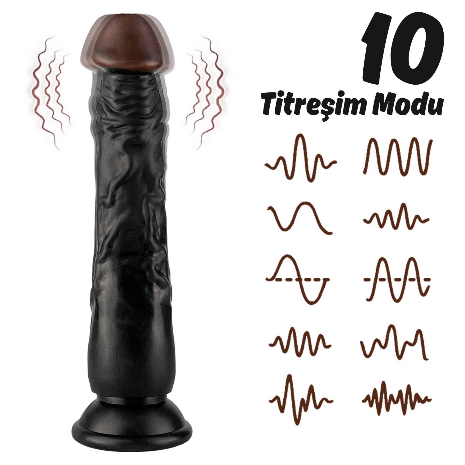 Kendrick - Kumandalı Vantuzlu Testissiz Güçlü Titreşimli Gerçekçi Zenci Yapay Penis Realistik Dokuda Dildo 22 CM
