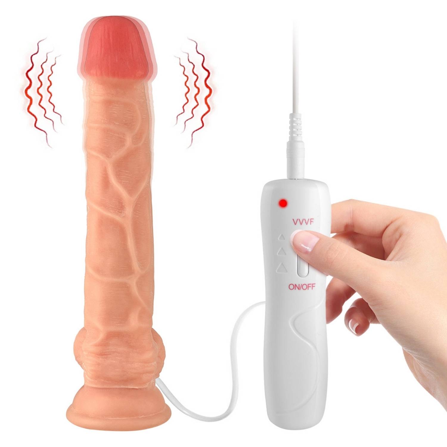 Liam - Kumandalı Vantuzlu Güçlü Titreşimli Gerçekçi Yapay Penis Realistik Dokuda Dildo 23 CM