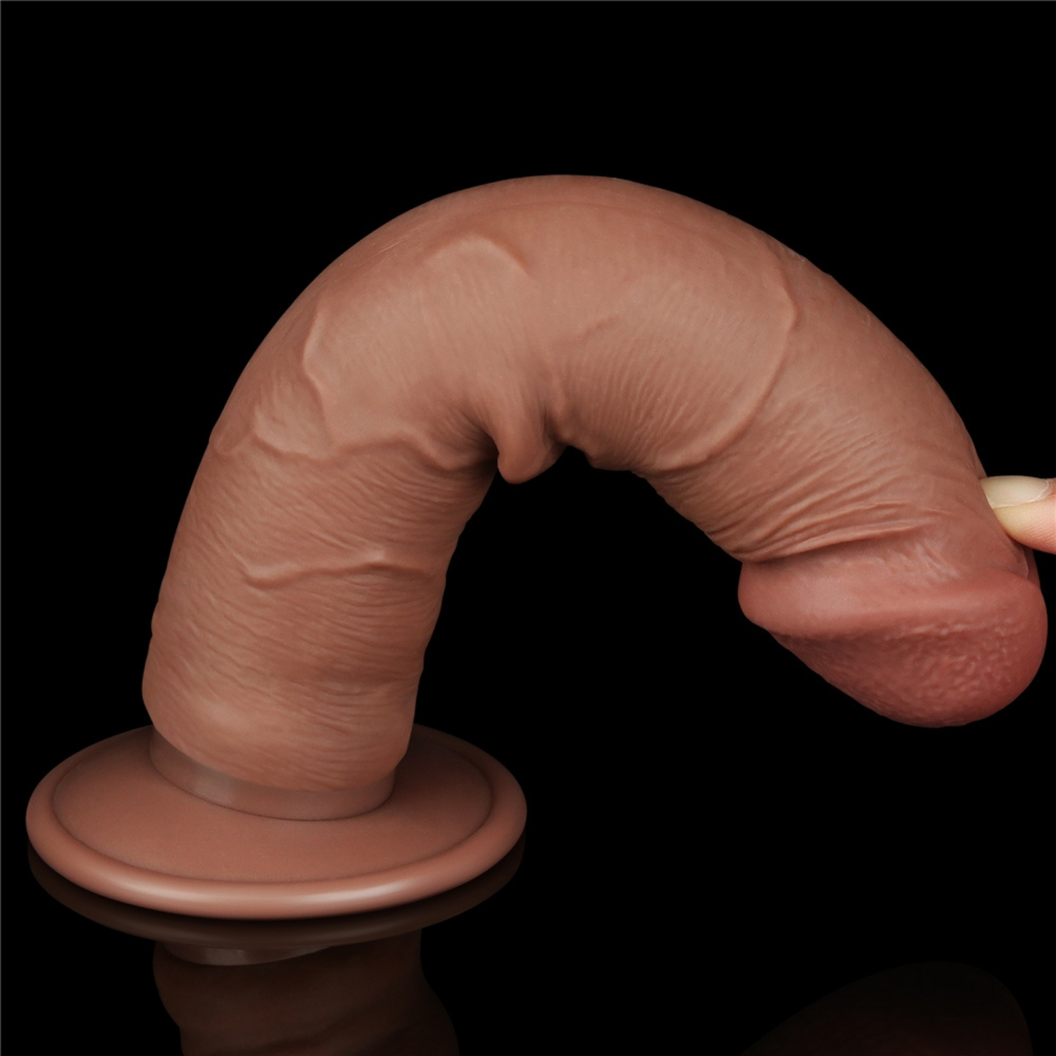 Lionel - Hareketli Kayar Deri Çift Katmanlı Realistik Vibratör Dildo Ultra Yumuşak Testissiz Gerçekçi Titreşimli Zenci Yapay Penis