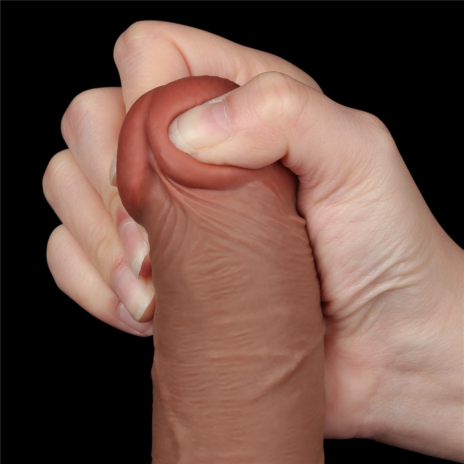 Lionel - Hareketli Kayar Deri Çift Katmanlı Realistik Vibratör Dildo Ultra Yumuşak Testissiz Gerçekçi Titreşimli Zenci Yapay Penis