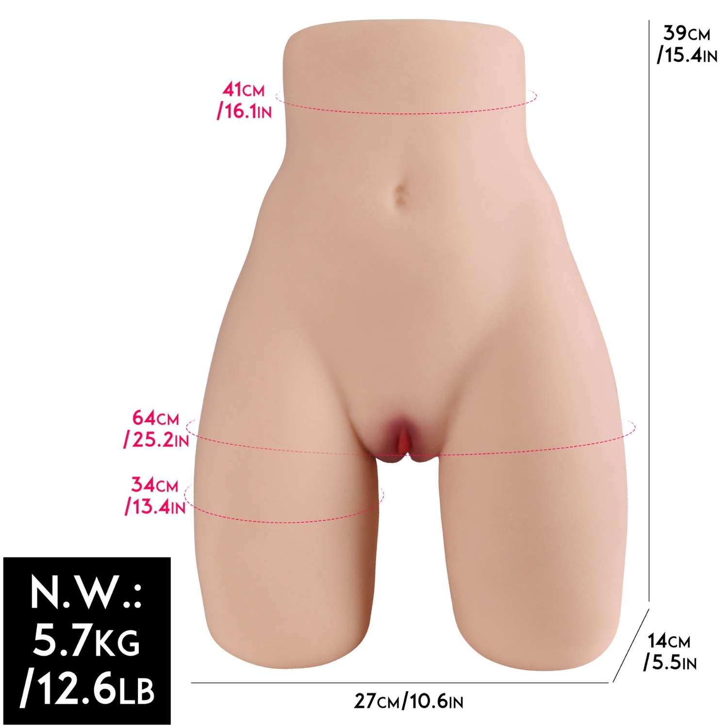 Nicole - Yarım Realistik Manken Anal Vajina Çift Girişli 2in1 Titreşimli Isıtmalı Suni Vajina 5.7 KG