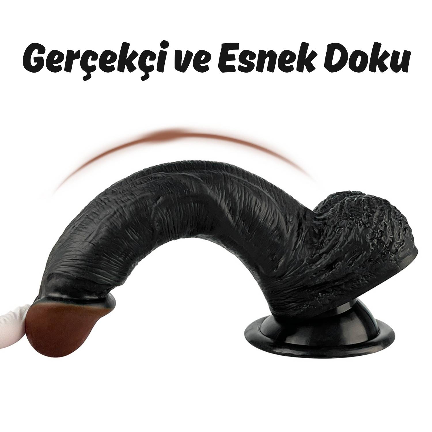 Ricky - Kumandalı Vantuzlu Güçlü Titreşimli Gerçekçi Zenci Yapay Penis Realistik Dokuda Dildo 20 CM