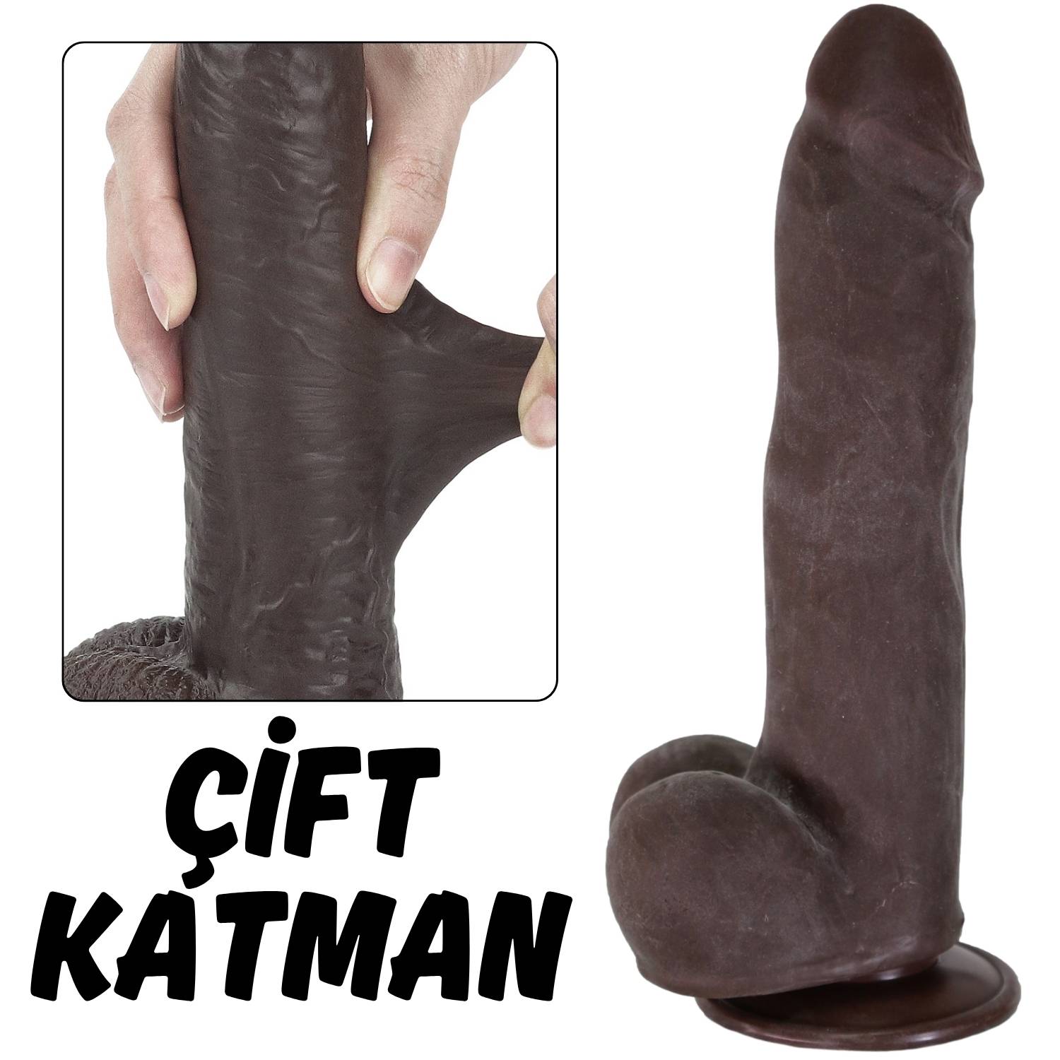 Ruben - Hareketli Kayar Deri Çift Katmanlı Realistik Vibratör Dildo Ultra Yumuşak Gerçekçi Titreşimli Zenci Yapay Penis
