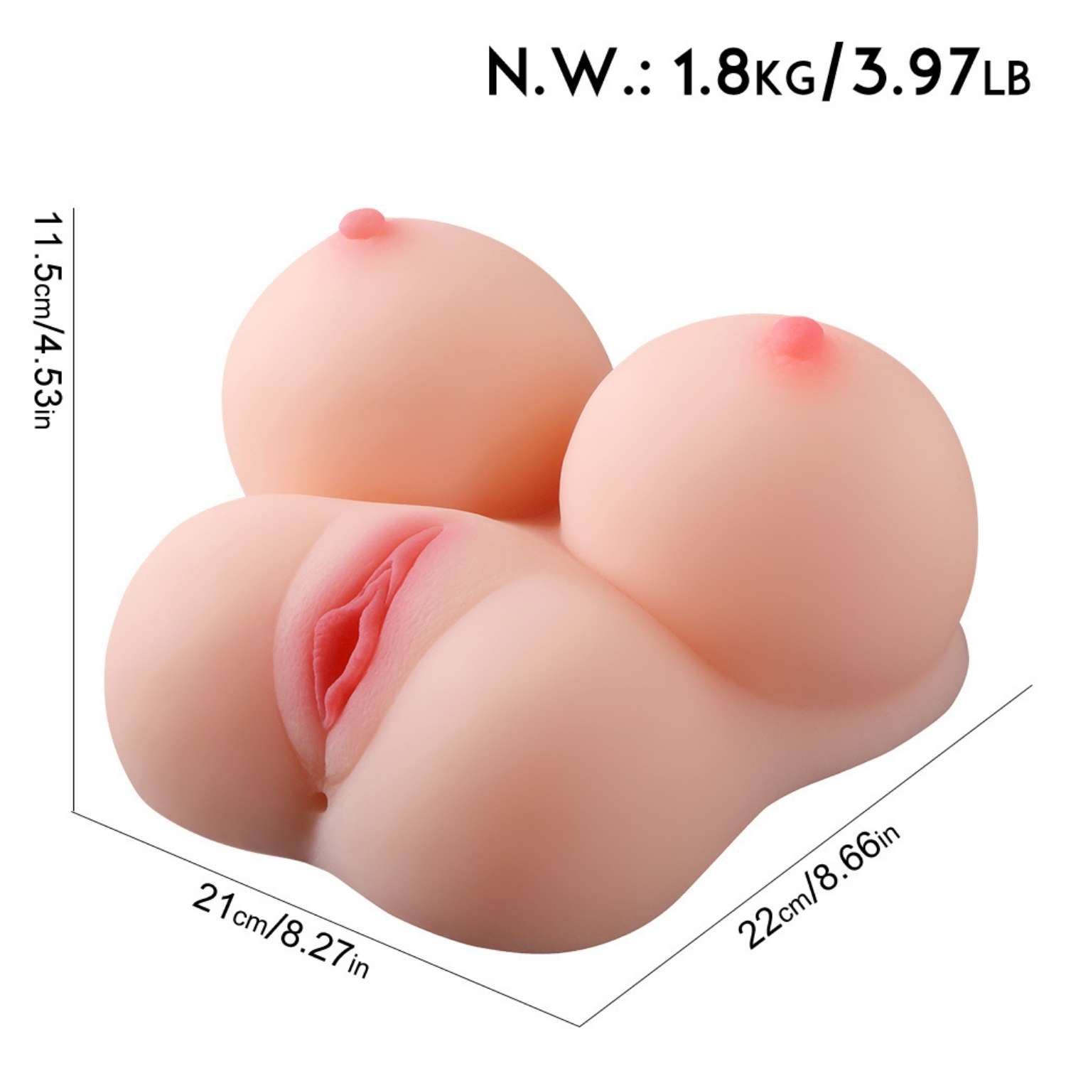 Susan - Anal Vajina Çift Girişli Titreşimli Isıtmalı Realistik Göğüs Mastürbatör 1.8 KG