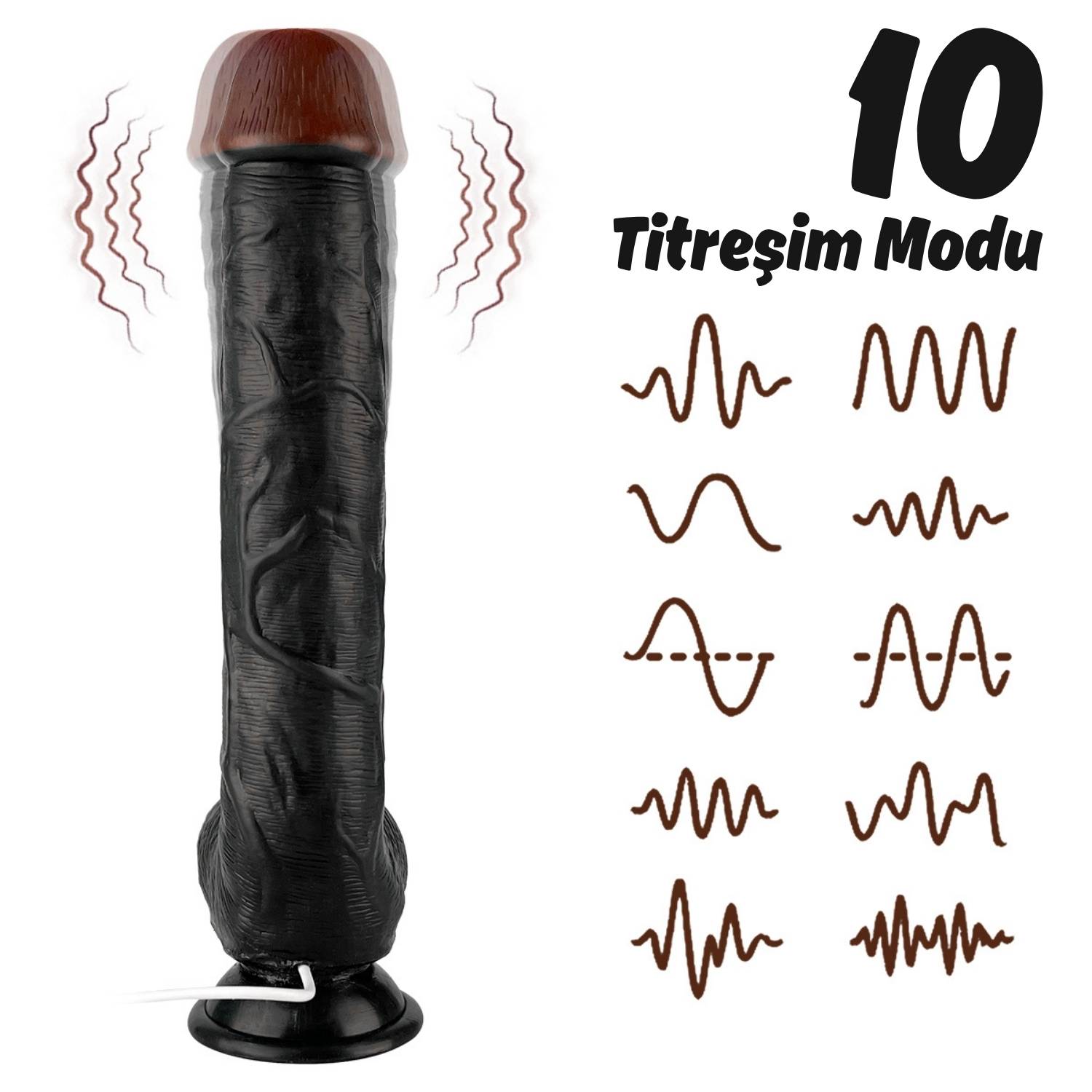 Thomas - Kumandalı Büyük Boy Güçlü Titreşimli Gerçekçi Zenci Yapay Penis Realistik Dokuda Dildo 28 CM