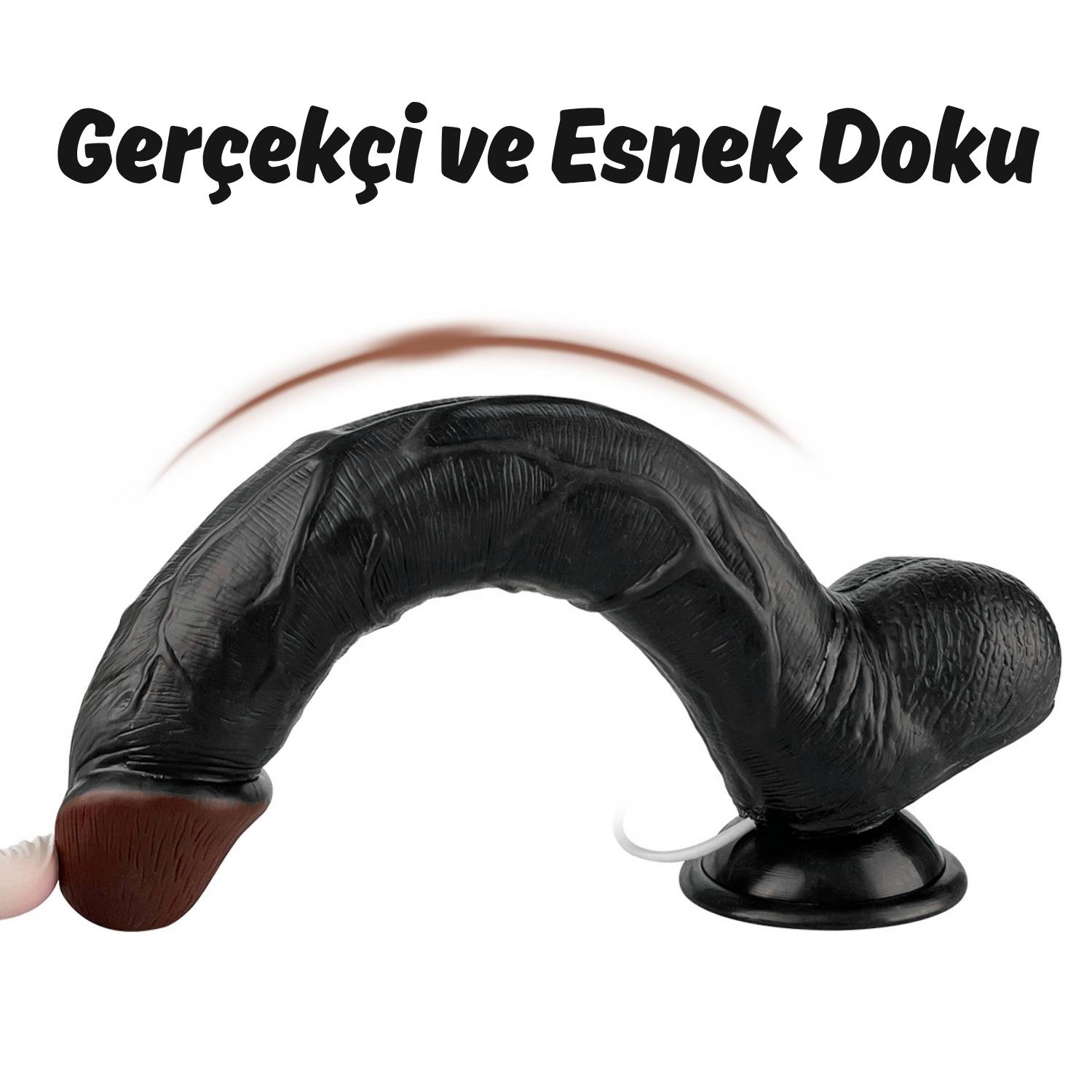 Thomas - Kumandalı Büyük Boy Güçlü Titreşimli Gerçekçi Zenci Yapay Penis Realistik Dokuda Dildo 28 CM