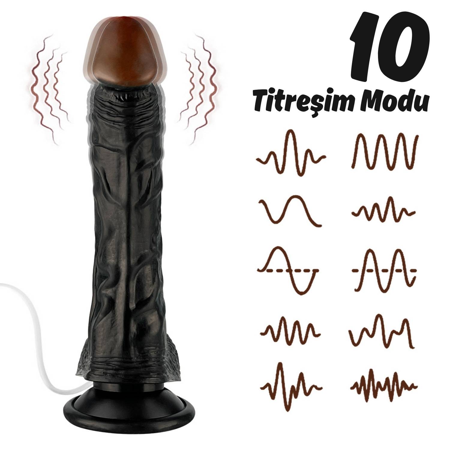 Wesley - Kumandalı Vantuzlu Eğik Yapı Güçlü Titreşimli Gerçekçi Zenci Yapay Penis Realistik Dokuda Dildo 22 CM